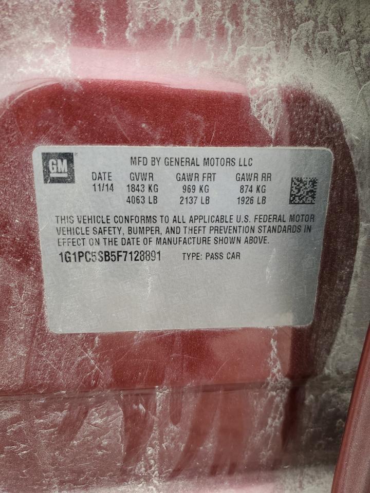 2015 Chevrolet Cruze VIN 1G1PC5SB5F7128891 Copart auction photo, front end damage thumbnail 12