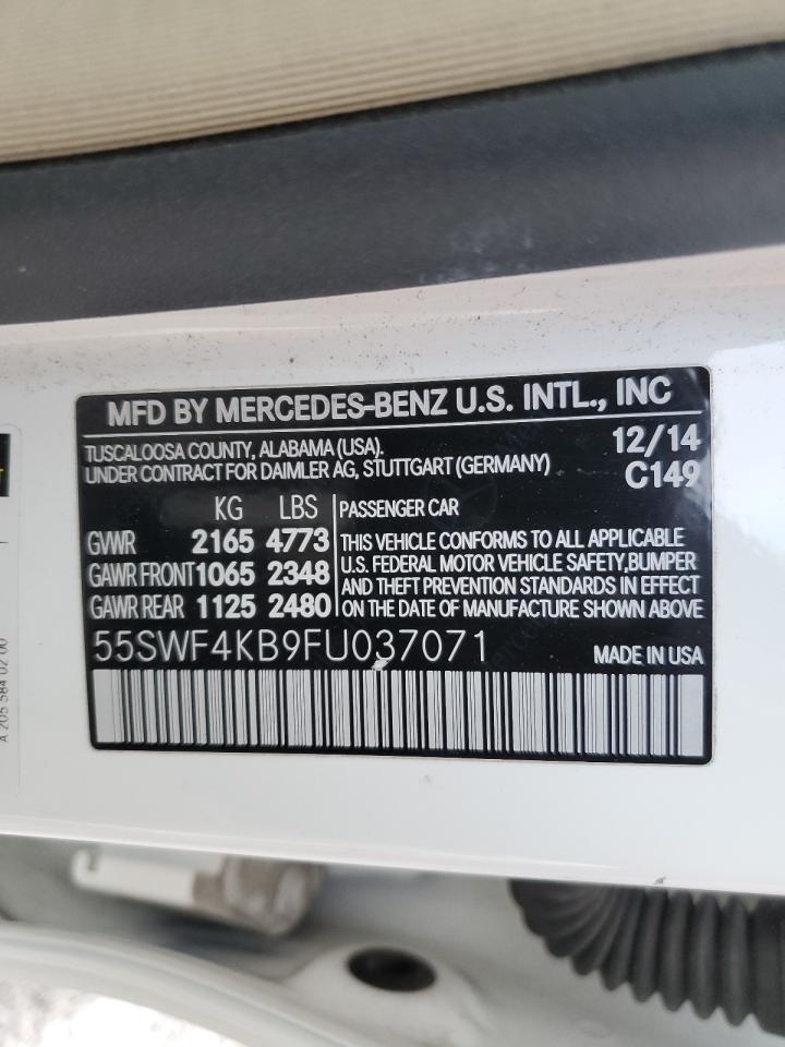 2015 Mercedes-Benz C-klasse VIN 55SWF4KB9FU037071 Copart auction photo, front end damage thumbnail 12