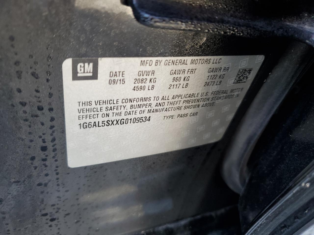 2016 Cadillac ATS VIN 1G6AL5SXXG0109534 Copart auction photo, minor dent/scratches damage thumbnail 12