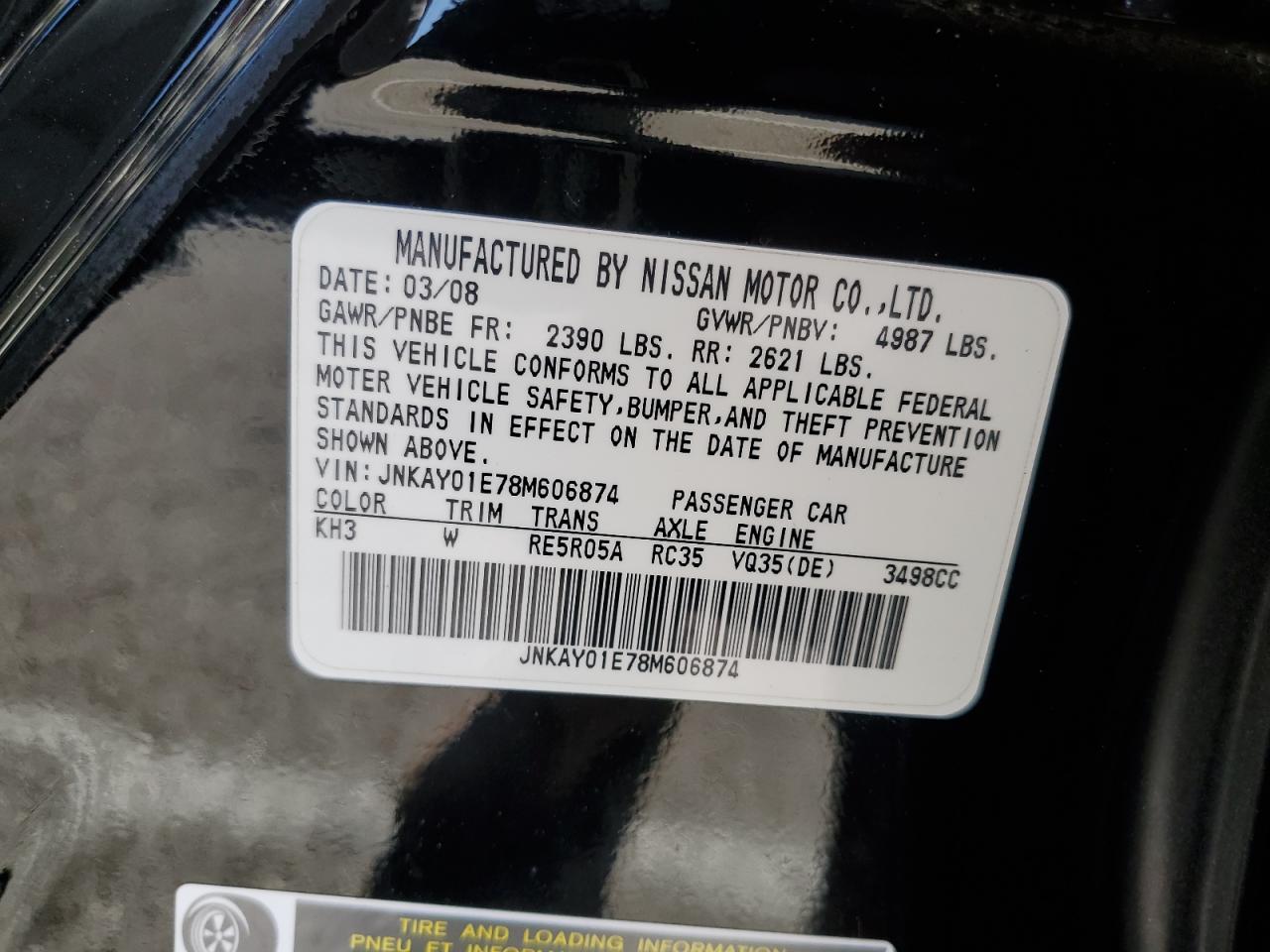 2008 Infiniti M VIN JNKAY01E78M606874 Copart auction photo, front end / minor dent/scratches damage thumbnail 13