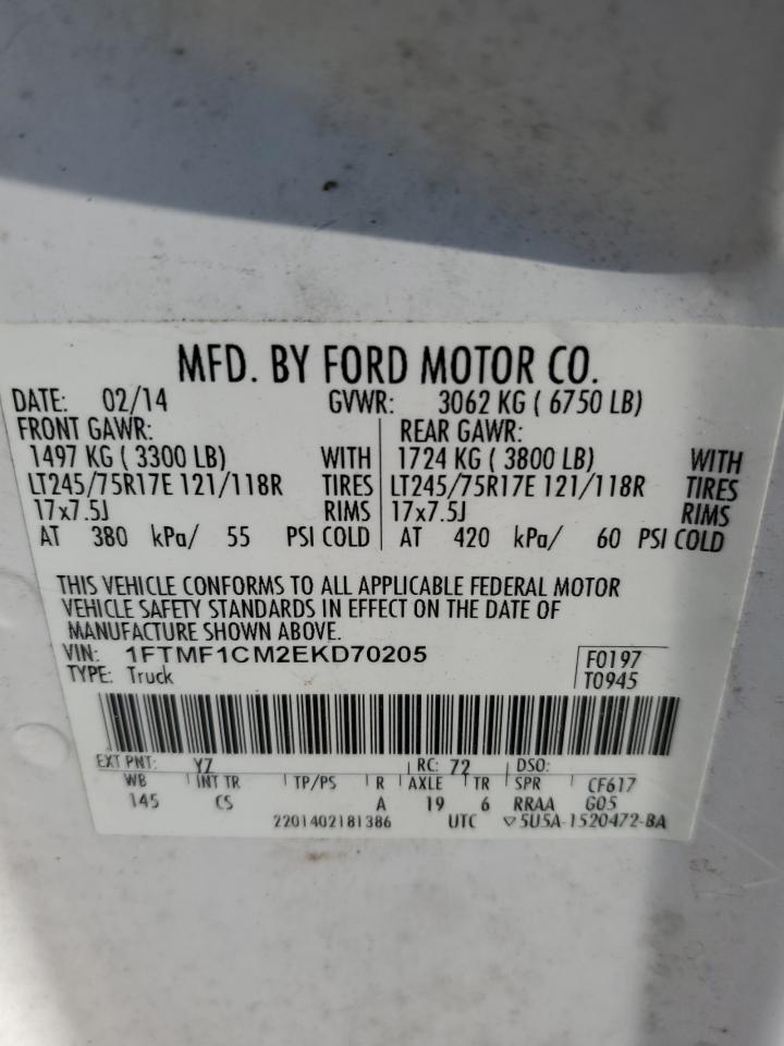 2014 Ford F-150 VIN 1FTMF1CM2EKD70205 Copart auction photo, front end / hail damage thumbnail 12