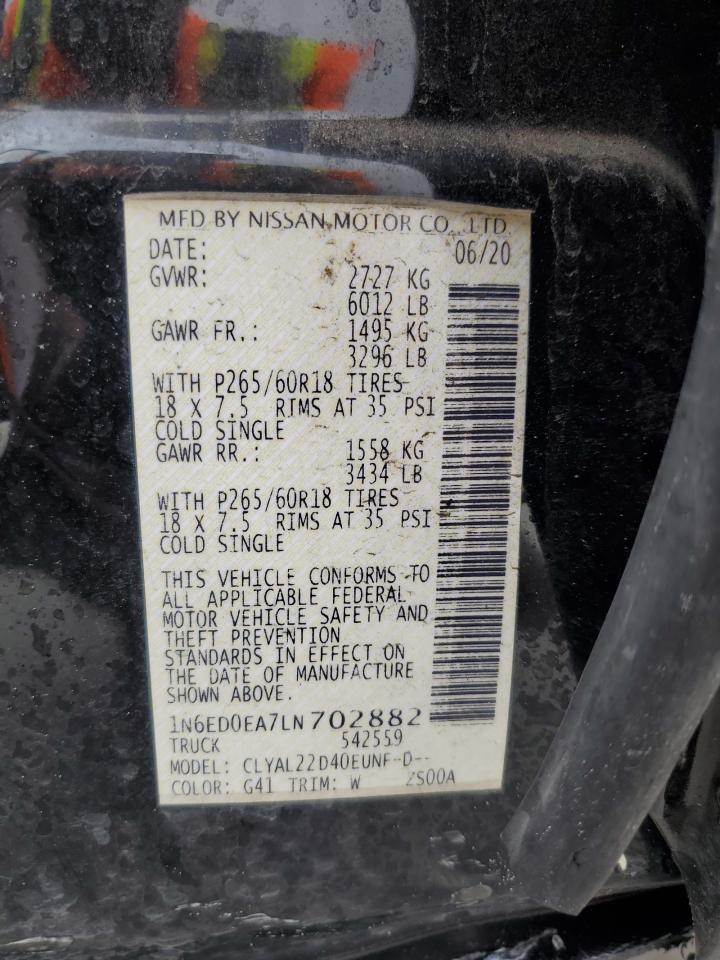2020 Nissan Navara (Frontier) VIN 1N6ED0EA7LN702882 Copart auction photo, side damage thumbnail 14