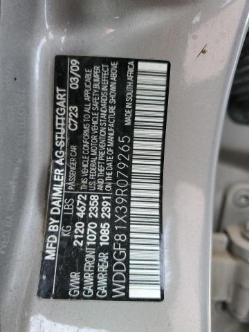 2009 Mercedes-Benz C-klasse VIN WDDGF81X39R079265 Copart auction photo, minor dent/scratches damage thumbnail 12