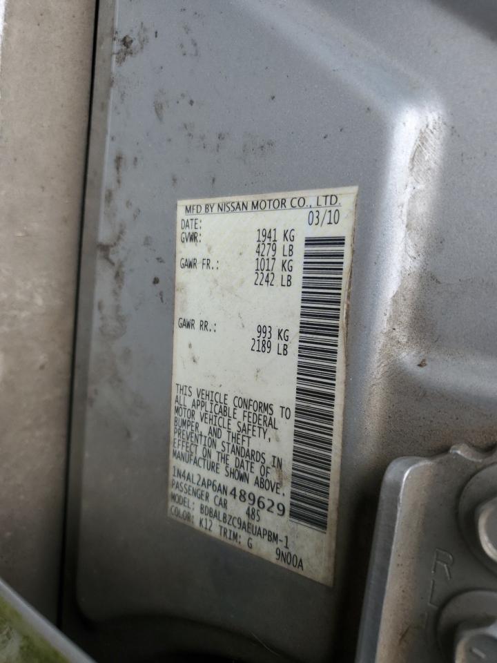 2010 Nissan Altima VIN 1N4AL2AP6AN489629 Copart auction photo, burn - engine damage thumbnail 12