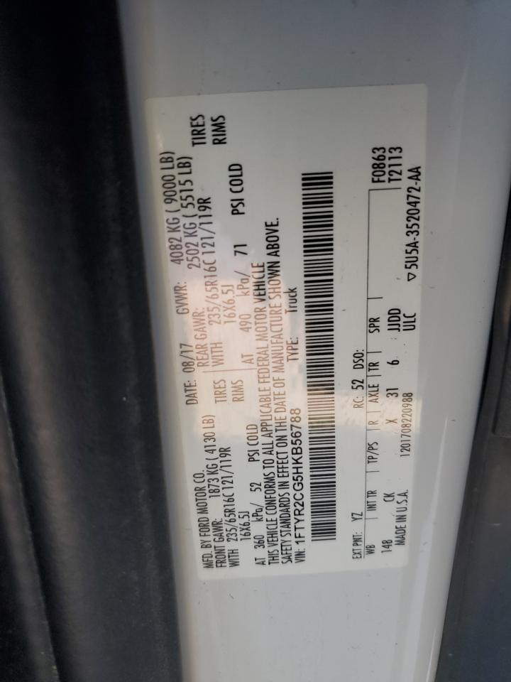 2017 Ford Transit VIN 1FTYR2CG5HKB56788 Copart auction photo, front end / all over damage thumbnail 13