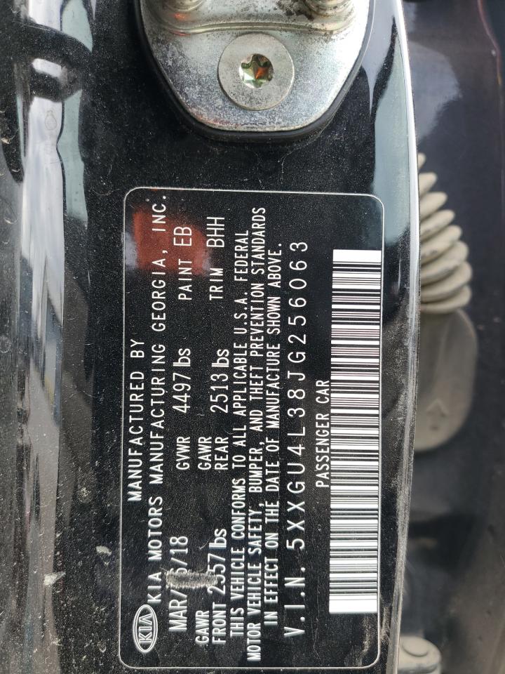 2018 KIA Optima VIN 5XXGU4L38JG256063 Copart auction photo, rear end / front end damage thumbnail 12