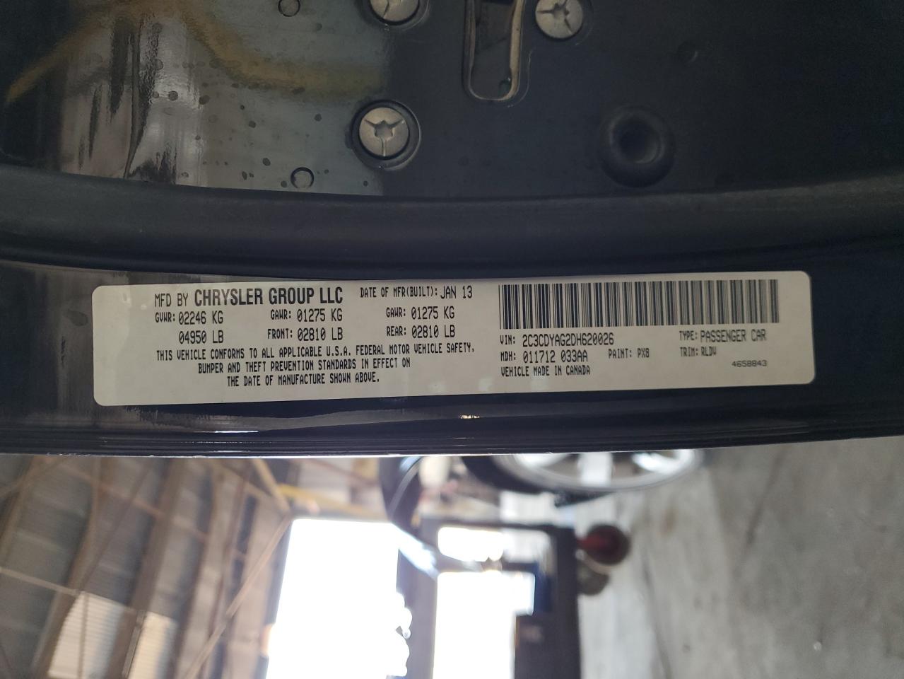 2013 Dodge Challenger VIN 2C3CDYAG2DH620026 Copart auction photo, front end damage thumbnail 12