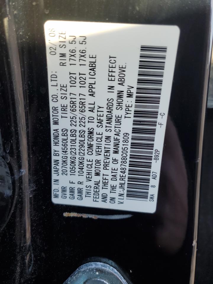 2008 Honda CR-V VIN JHLRE48788C051809 Copart auction photo, side damage thumbnail 15