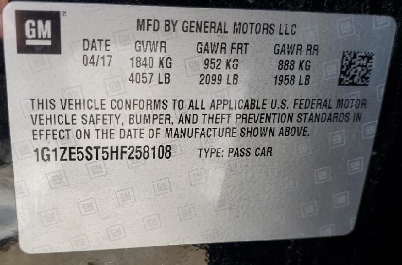 2017 Chevrolet Malibu VIN 1G1ZE5ST5HF258108 Copart auction photo, front end damage thumbnail 12