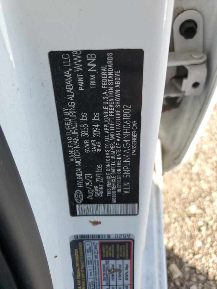 2022 Hyundai Elantra VIN 5NPLN4AG4NH061802 Copart auction photo, rear end damage thumbnail 14