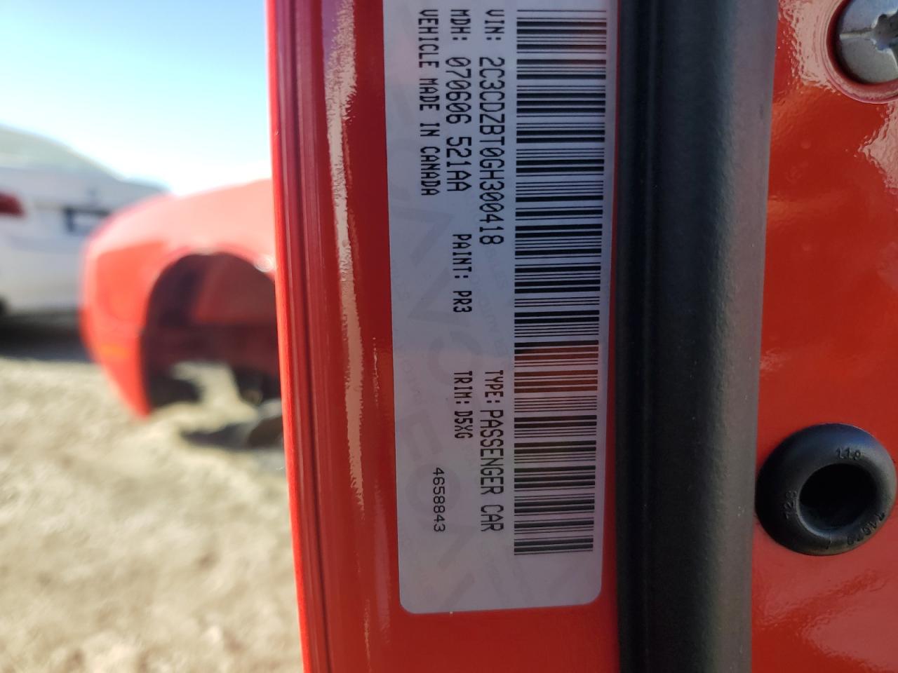 2016 Dodge Challenger VIN 2C3CDZBT0GH300418 Copart auction photo, stripped / front end damage thumbnail 13