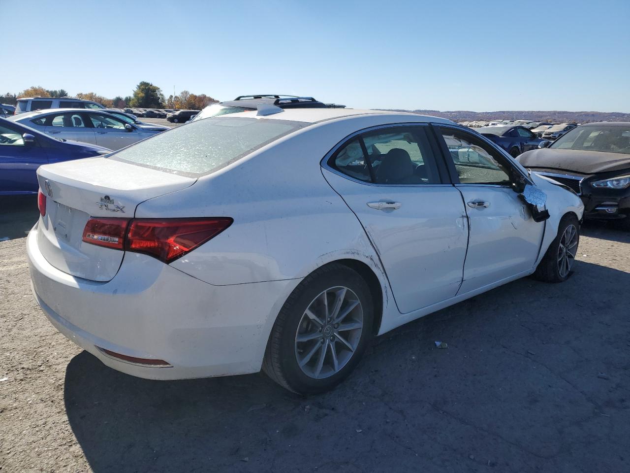2018 Acura TLX VIN 19UUB1F56JA002613 Copart auction photo, front end / side damage thumbnail 3