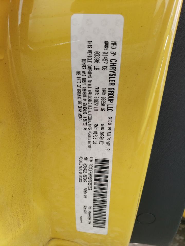 2013 Fiat 500 VIN 3C3CFFBR0DT655153 Copart auction photo, front end / undercarriage damage thumbnail 12