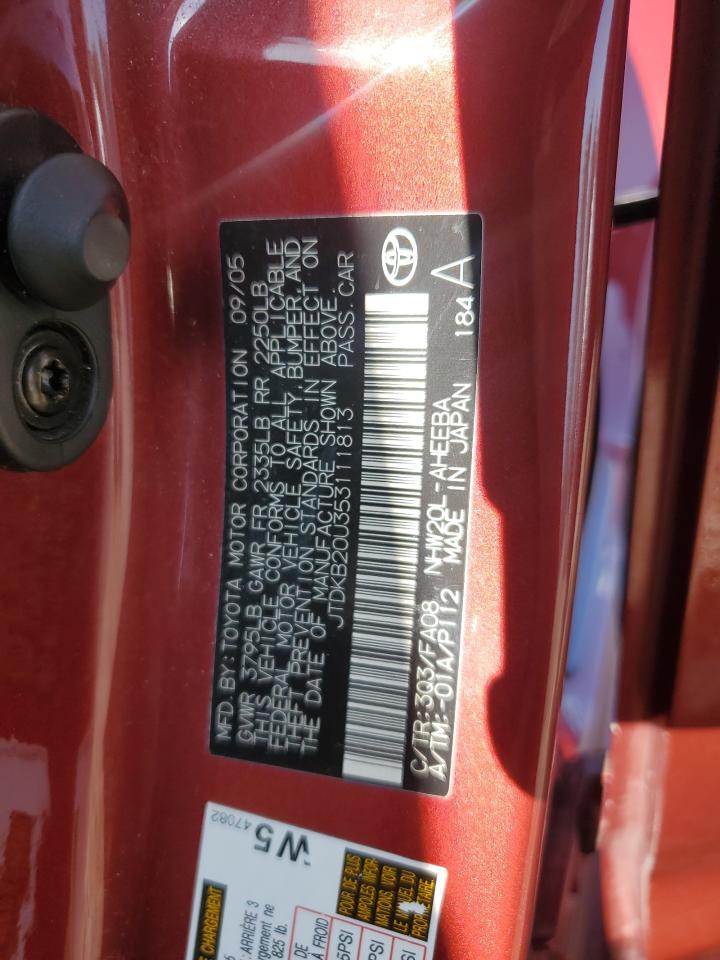 2005 Toyota Prius VIN JTDKB20U353111813 Copart auction photo, front end damage thumbnail 16