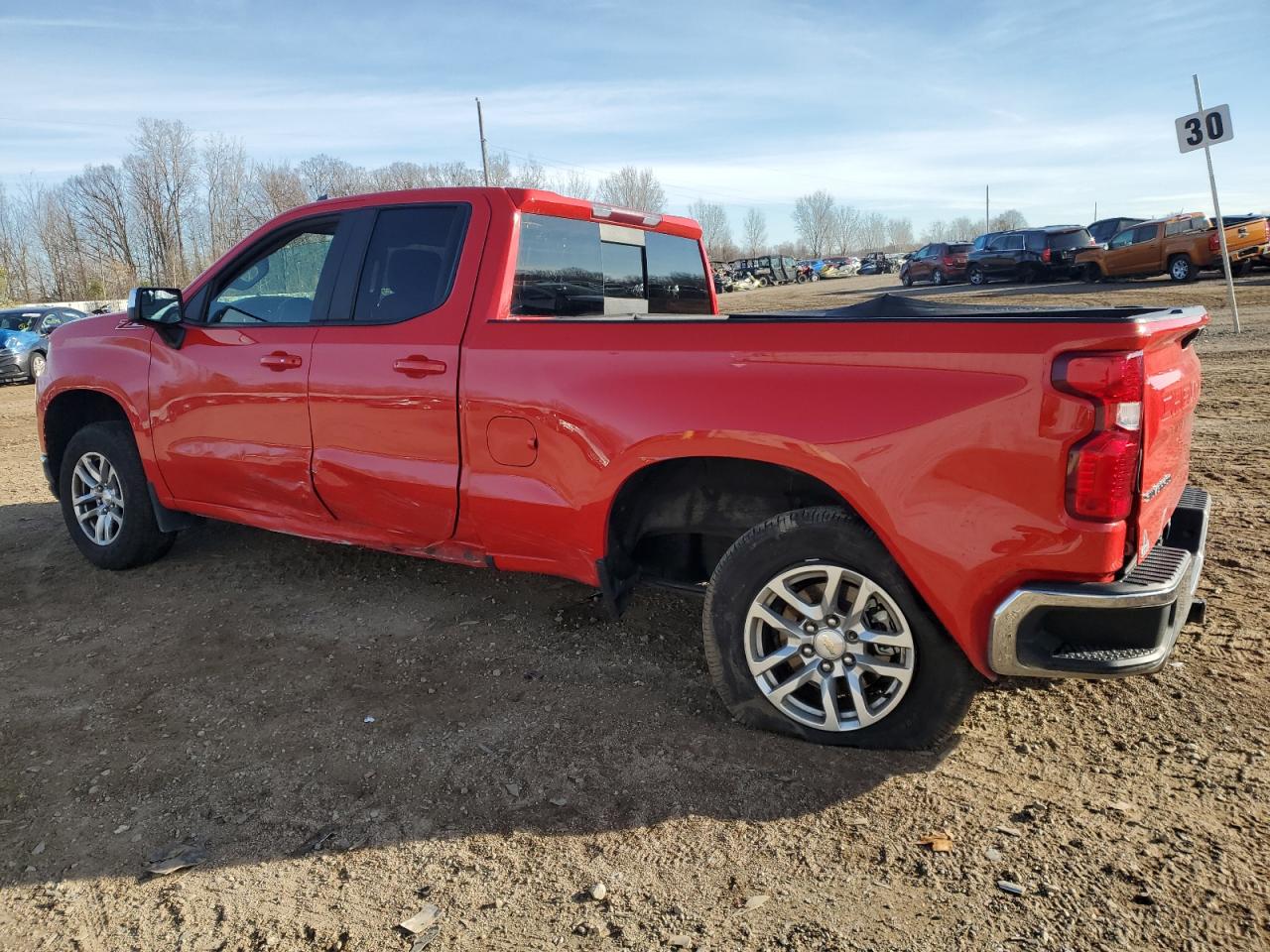 2020 Chevrolet Silverado VIN 1GCRYDED7LZ372390 Copart auction photo, rear end / side damage thumbnail 2