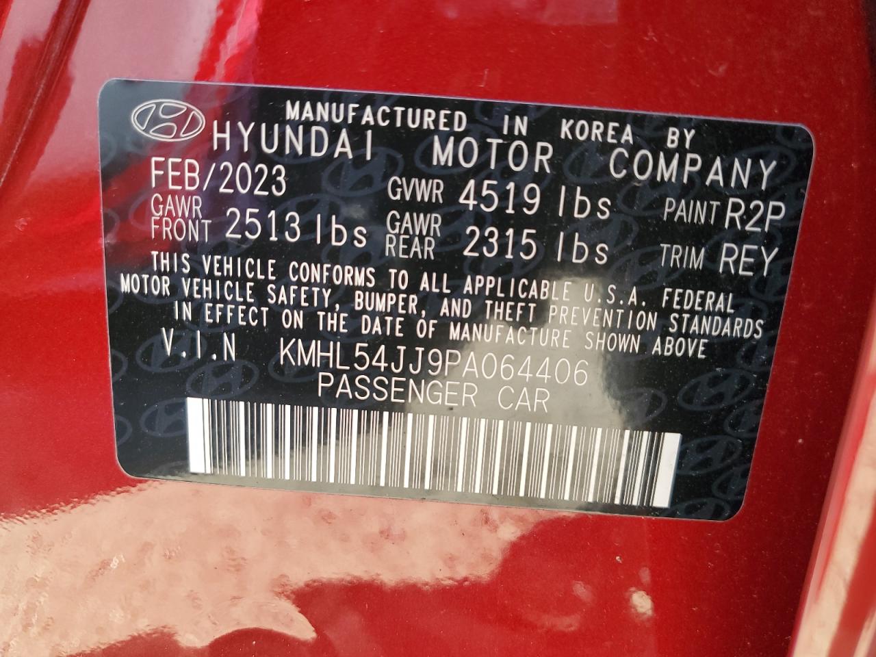 2023 Hyundai Sonata VIN KMHL54JJ9PA064406 Copart auction photo, side damage thumbnail 12