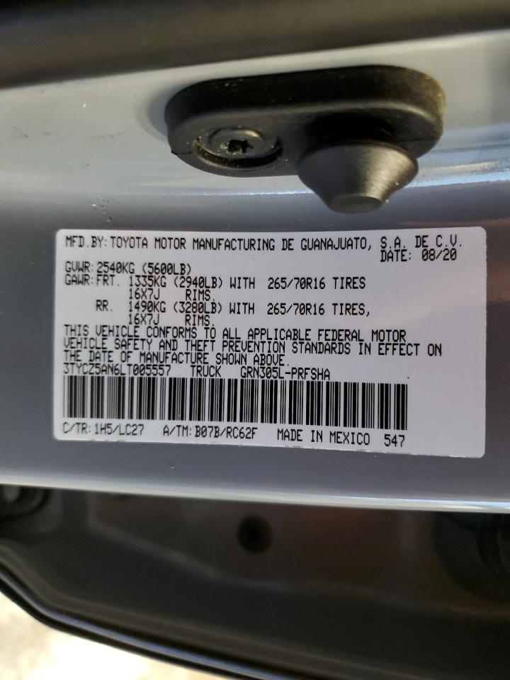 2020 Toyota Tacoma VIN 3TYCZ5AN6LT005557 Copart auction photo, front end / rear end damage thumbnail 15