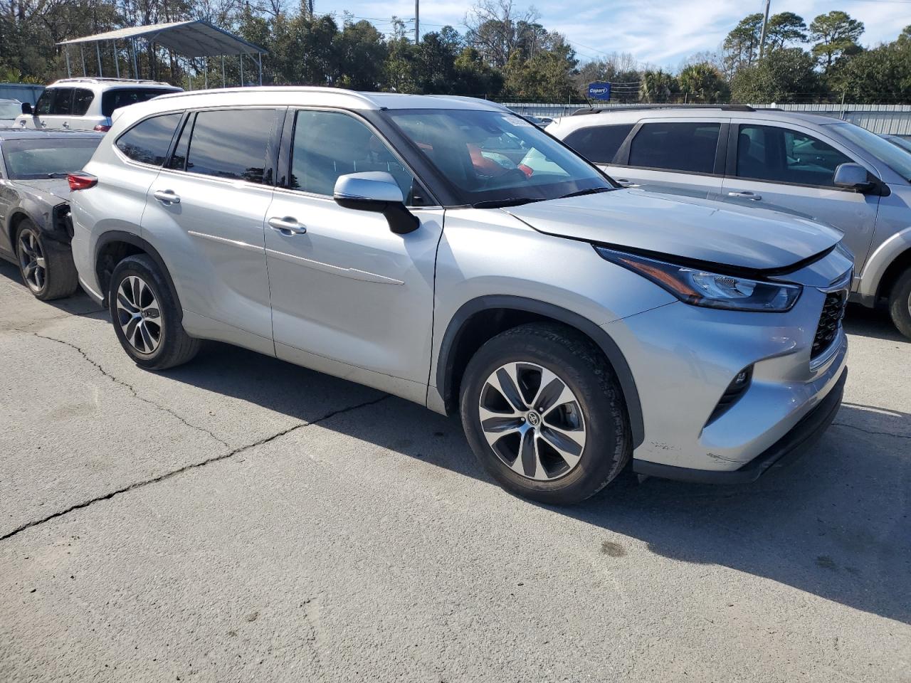 2020 Toyota Highlander VIN 5TDGZRAH1LS508282 Copart auction photo, front end / side damage thumbnail 4