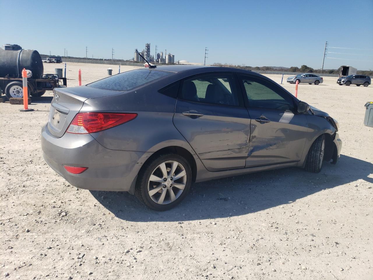 2014 Hyundai Accent VIN KMHCU4AEXEU749323 Copart auction photo, front end / side damage thumbnail 3