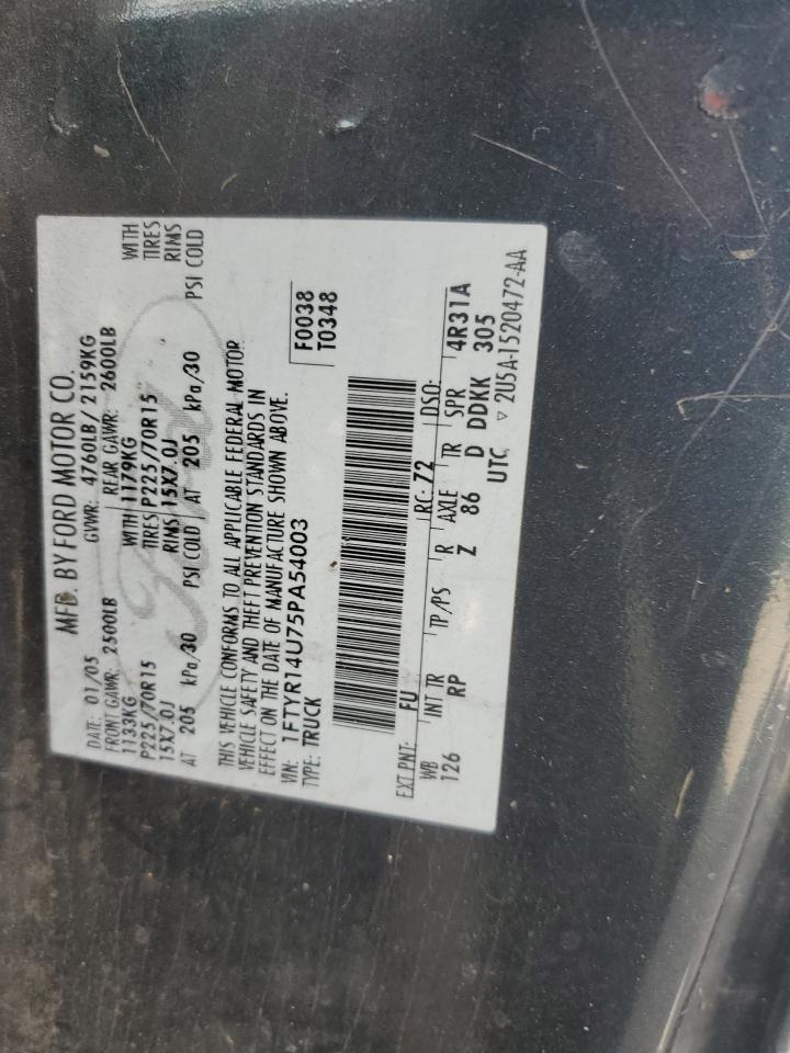 2005 Ford Ranger VIN 1FTYR14U75PA54003 Copart auction photo, side damage thumbnail 12