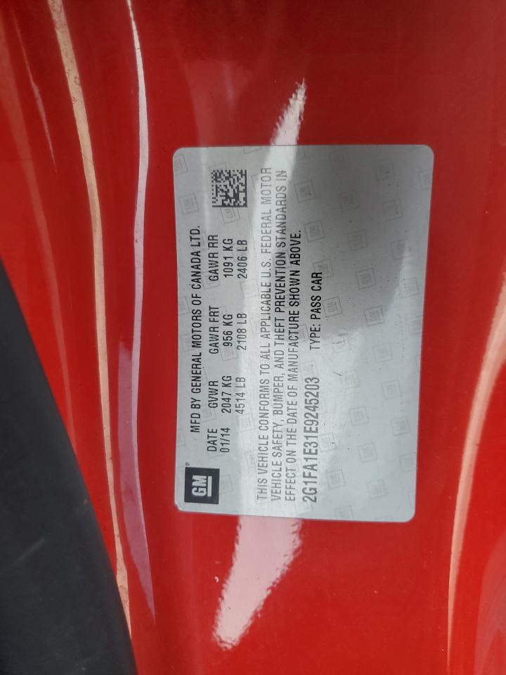 2014 Chevrolet Camaro VIN 2G1FA1E31E9245203 Copart auction photo, front end / side damage thumbnail 13