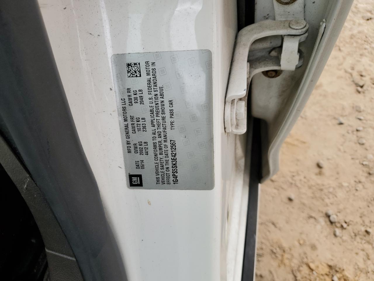 2014 Buick Verano VIN 1G4PS5SK3E4212567 Copart auction photo, front end / minor dent/scratches damage thumbnail 12