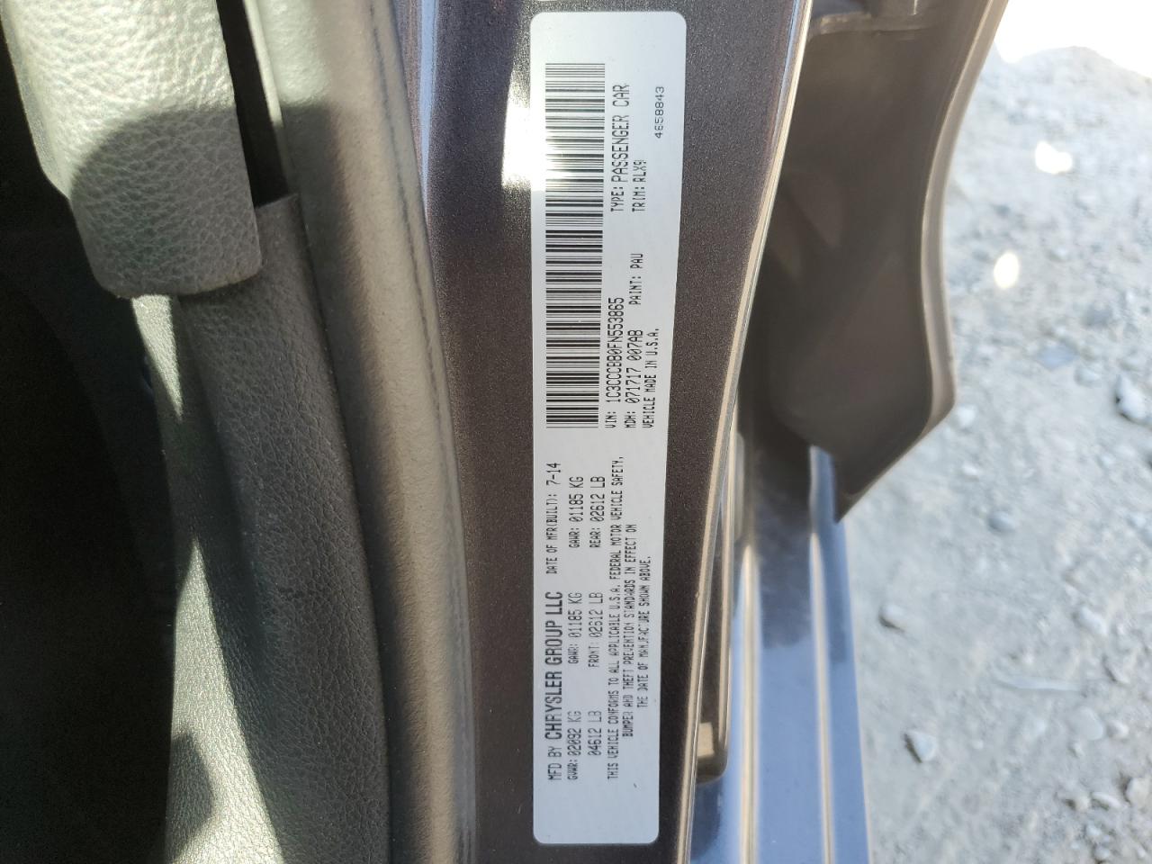 2015 Chrysler 200 VIN 1C3CCCBB0FN553865 Copart auction photo, front end / side damage thumbnail 12