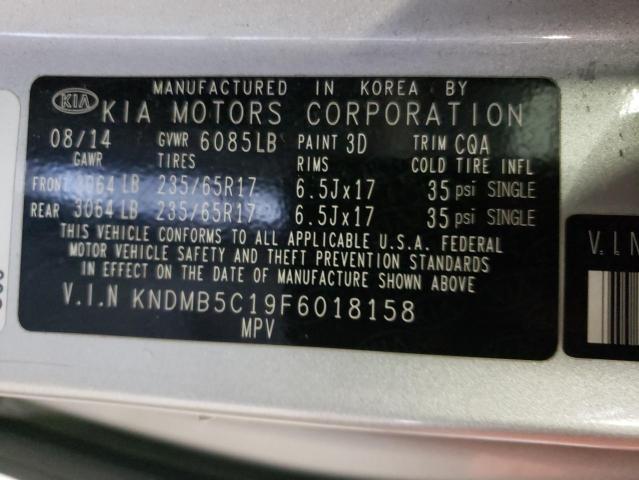 2015 KIA Sedona VIN KNDMB5C19F6018158 Copart auction photo, mechanical damage thumbnail 13