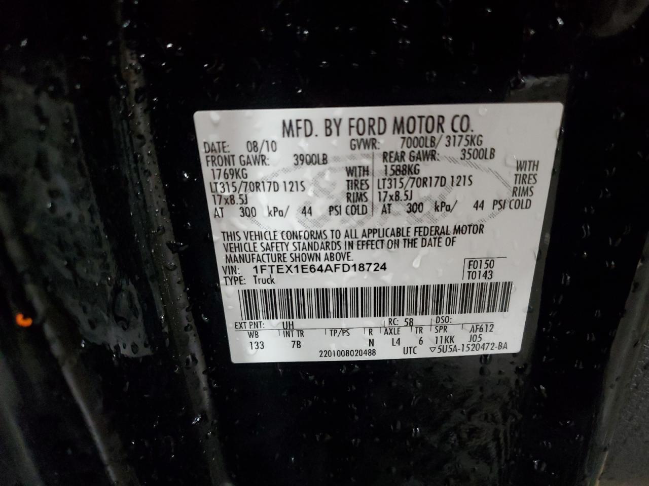 2010 Ford F-150 VIN 1FTEX1E64AFD18724 Copart auction photo, side / undercarriage damage thumbnail 12
