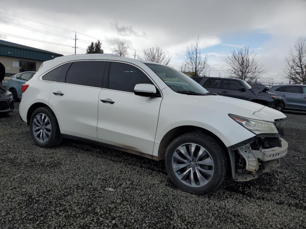2014 Acura MDX VIN 5FRYD4H4XEB018678 Copart auction photo, side / front end damage thumbnail 4