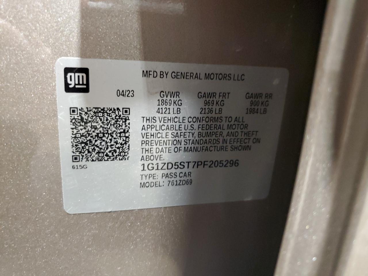 2023 Chevrolet Malibu VIN 1G1ZD5ST7PF205296 Copart auction photo, rear end damage thumbnail 12