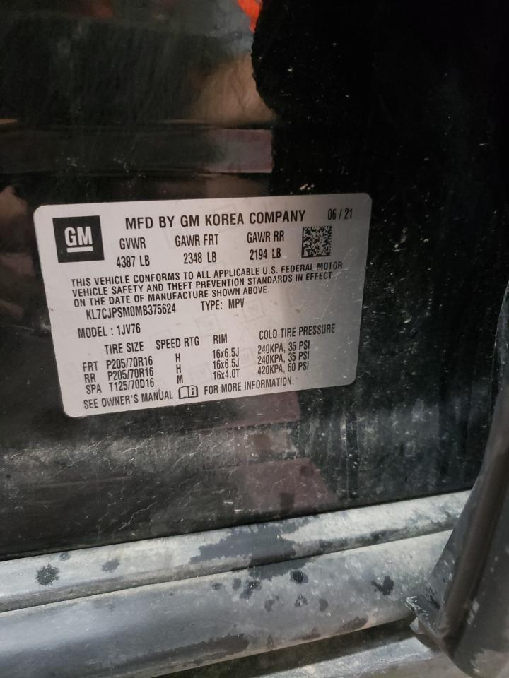 2021 Chevrolet Trax VIN KL7CJPSM0MB375624 Copart auction photo, hail / front end damage thumbnail 12