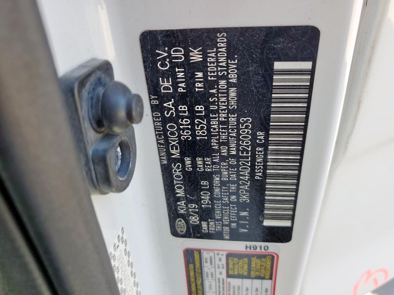 2020 KIA Rio VIN 3KPA24AD2LE260953 Copart auction photo, front end / minor dent/scratches damage thumbnail 13