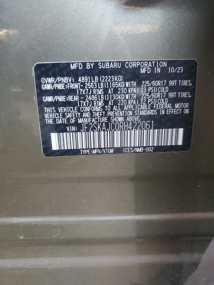 2024 Subaru Forester VIN JF2SKAJC0RH422061 Copart auction photo, all over damage thumbnail 13