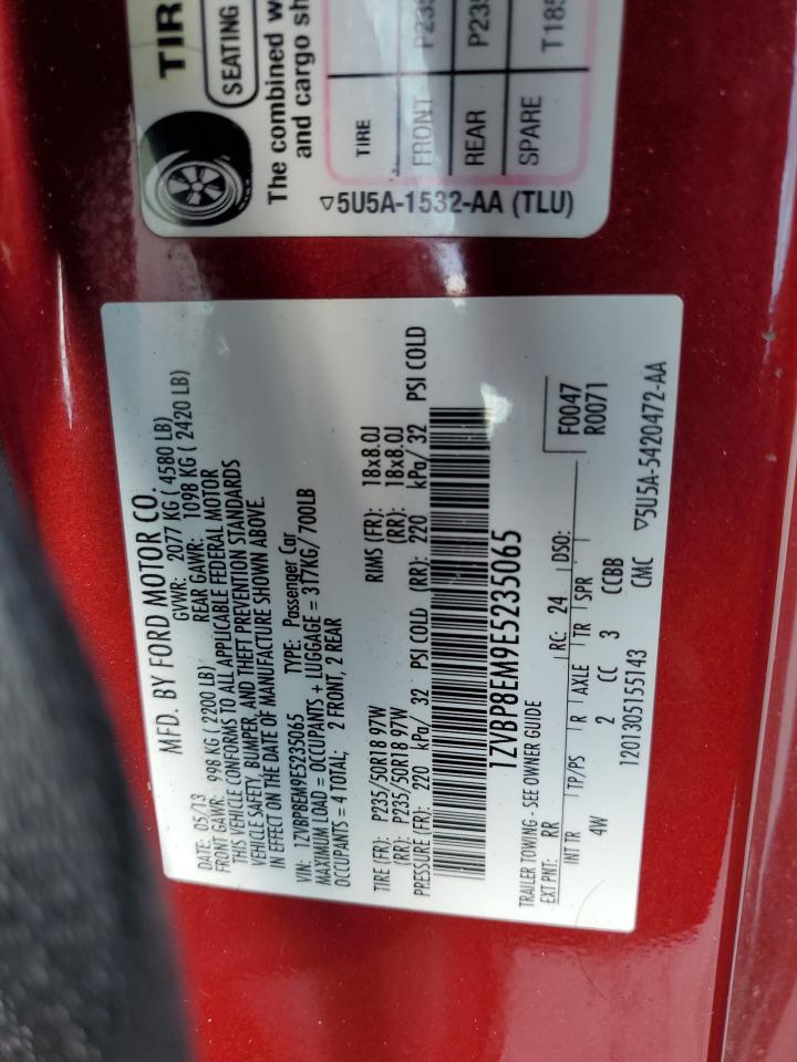 2014 Ford Mustang VIN 1ZVBP8EM9E5235065 Copart auction photo, burn - interior / rear end damage thumbnail 12