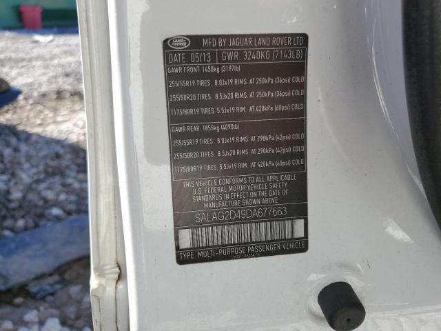 2013 Land Rover LR4 VIN SALAG2D49DA677663 Copart auction photo, mechanical damage thumbnail 13