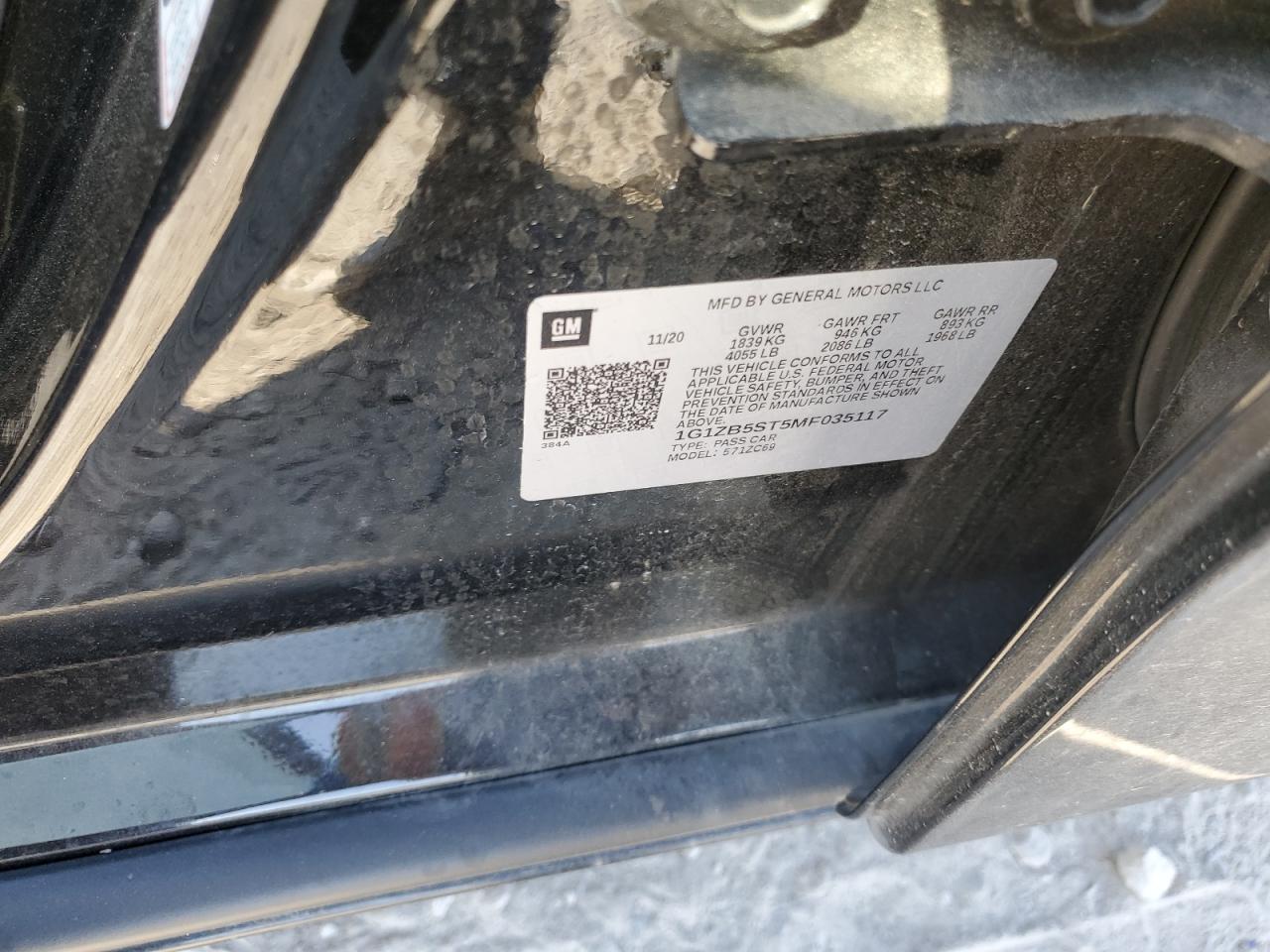 2021 Chevrolet Malibu VIN 1G1ZB5ST5MF035117 Copart auction photo, front end / undercarriage damage thumbnail 14