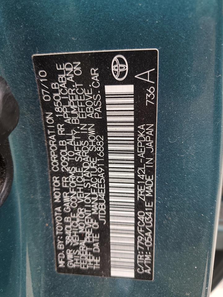 2010 Toyota Corolla VIN JTDBU4EE5A9116882 Copart auction photo, side damage thumbnail 14