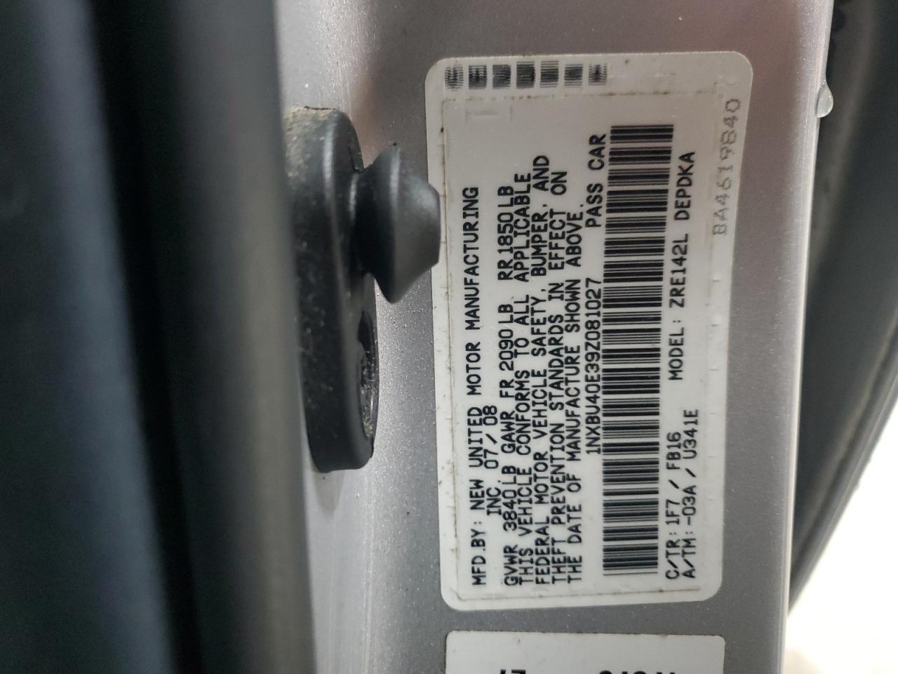 2009 Toyota Corolla VIN 1NXBU40E39Z081027 Copart auction photo, all over damage thumbnail 12