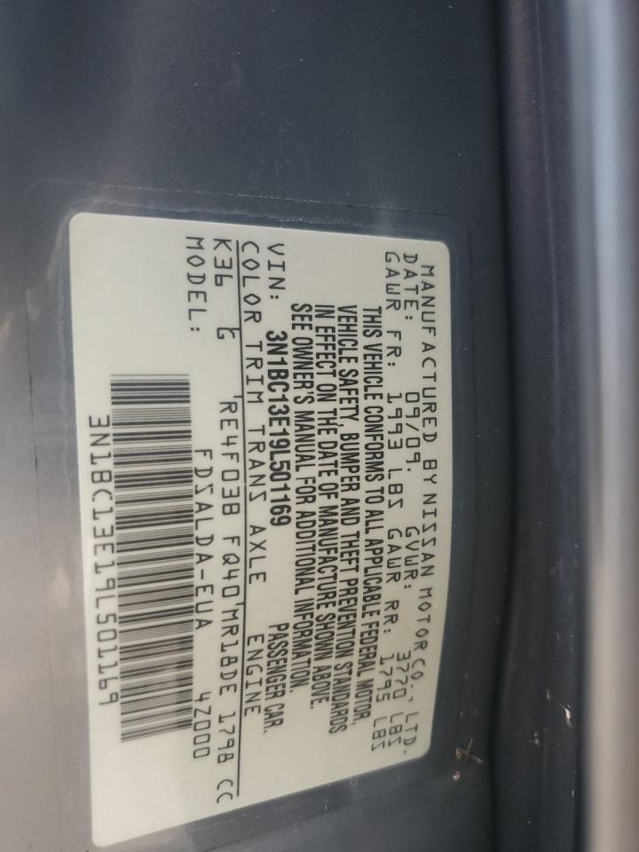 2009 Nissan Versa VIN 3N1BC13E19L501169 Copart auction photo, water/flood damage thumbnail 13