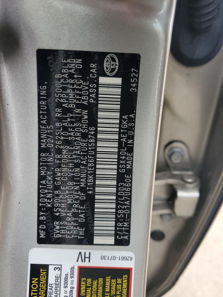 2015 Toyota Avalon VIN 4T1BK1EB6FU158746 Copart auction photo, front end damage thumbnail 12