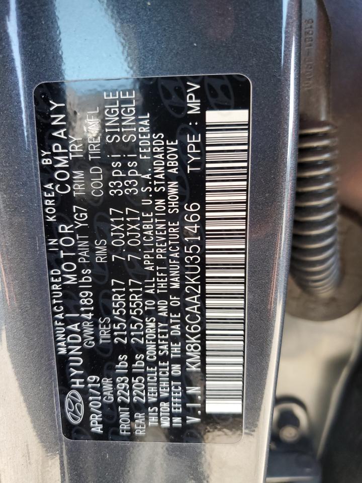 2019 Hyundai Kona VIN KM8K6CAA2KU351466 Copart auction photo, rear end / side damage thumbnail 14