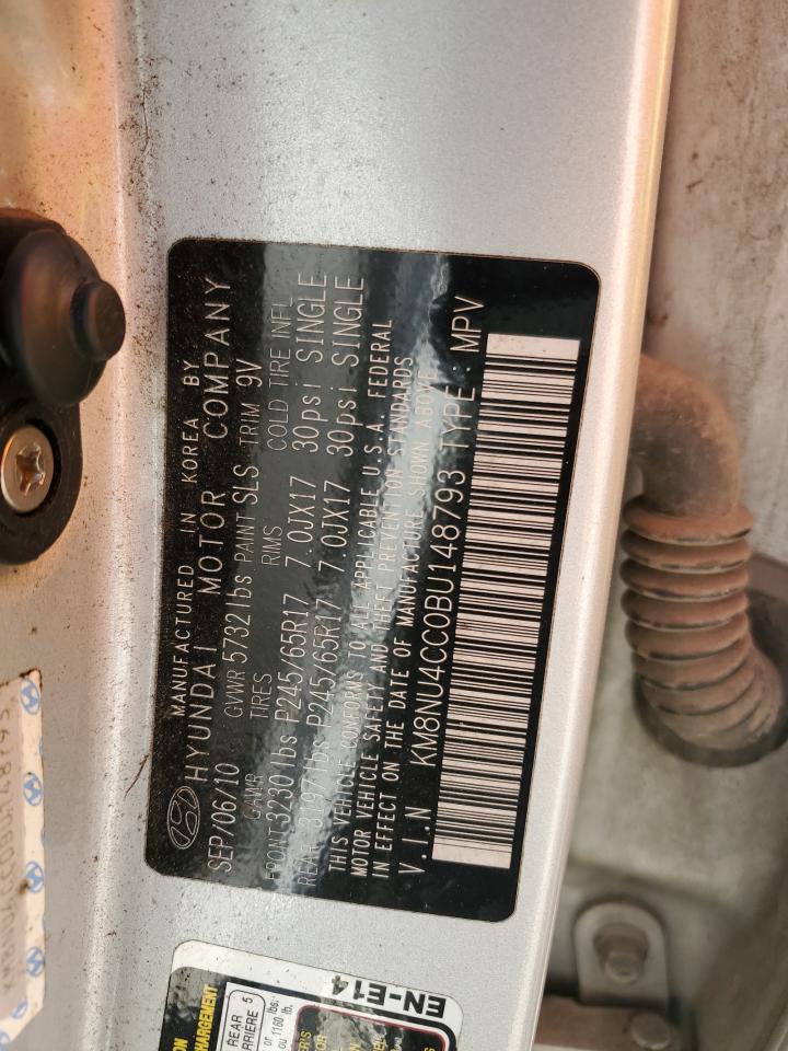 2011 Hyundai Veracruz VIN KM8NU4CC0BU148793 Copart auction photo, all over damage thumbnail 14