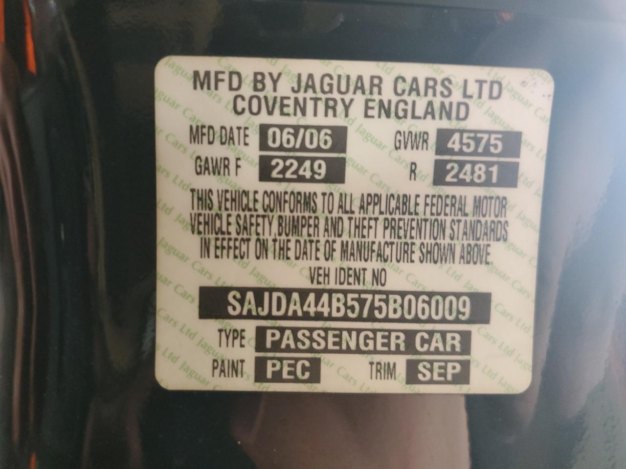 2007 Jaguar XK VIN SAJDA44B575B06009 Copart auction photo, minor dent/scratches damage thumbnail 12