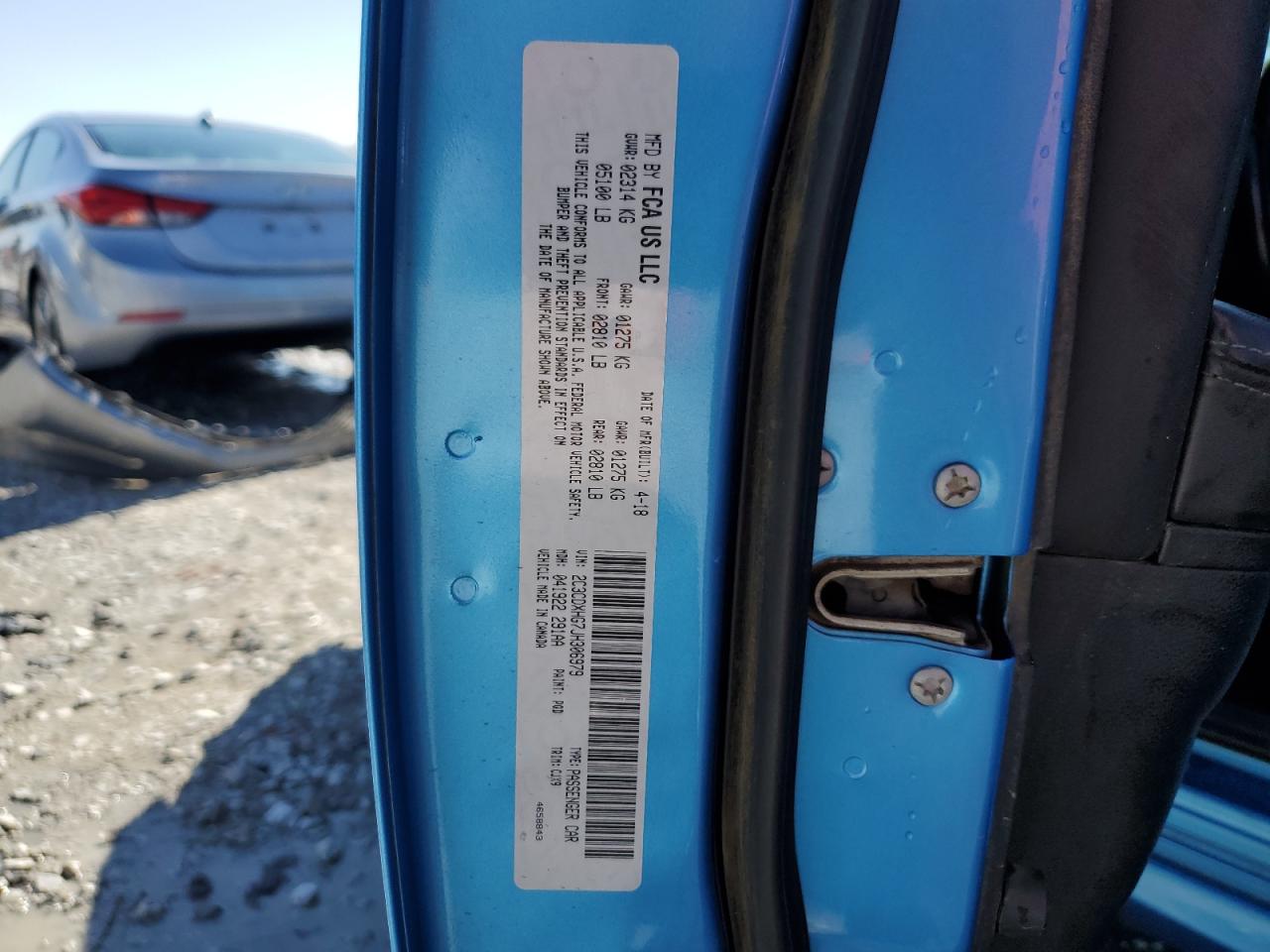 2018 Dodge Charger VIN 2C3CDXHG7JH306979 Copart auction photo, front end / side damage thumbnail 13