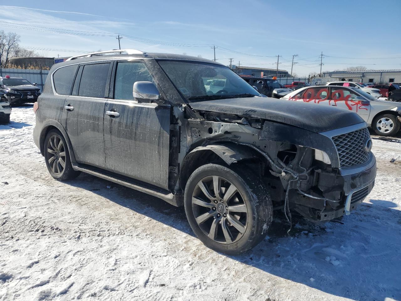 2017 Infiniti QX80 VIN JN8AZ2NE5H9158159 Copart auction photo, front end damage thumbnail 4