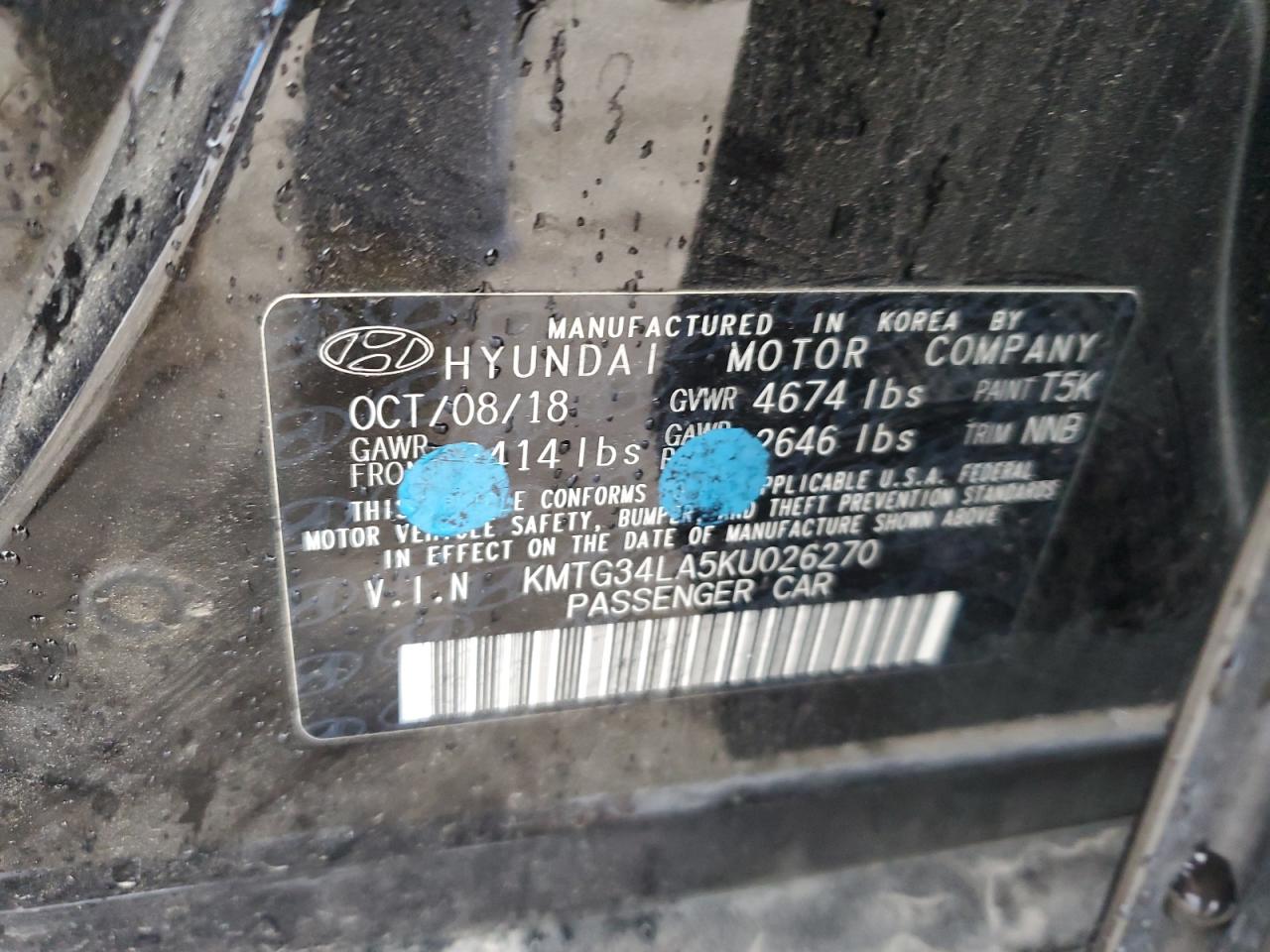 2019 Genesis G70 VIN KMTG34LA5KU026270 Copart auction photo, front end / side damage thumbnail 12