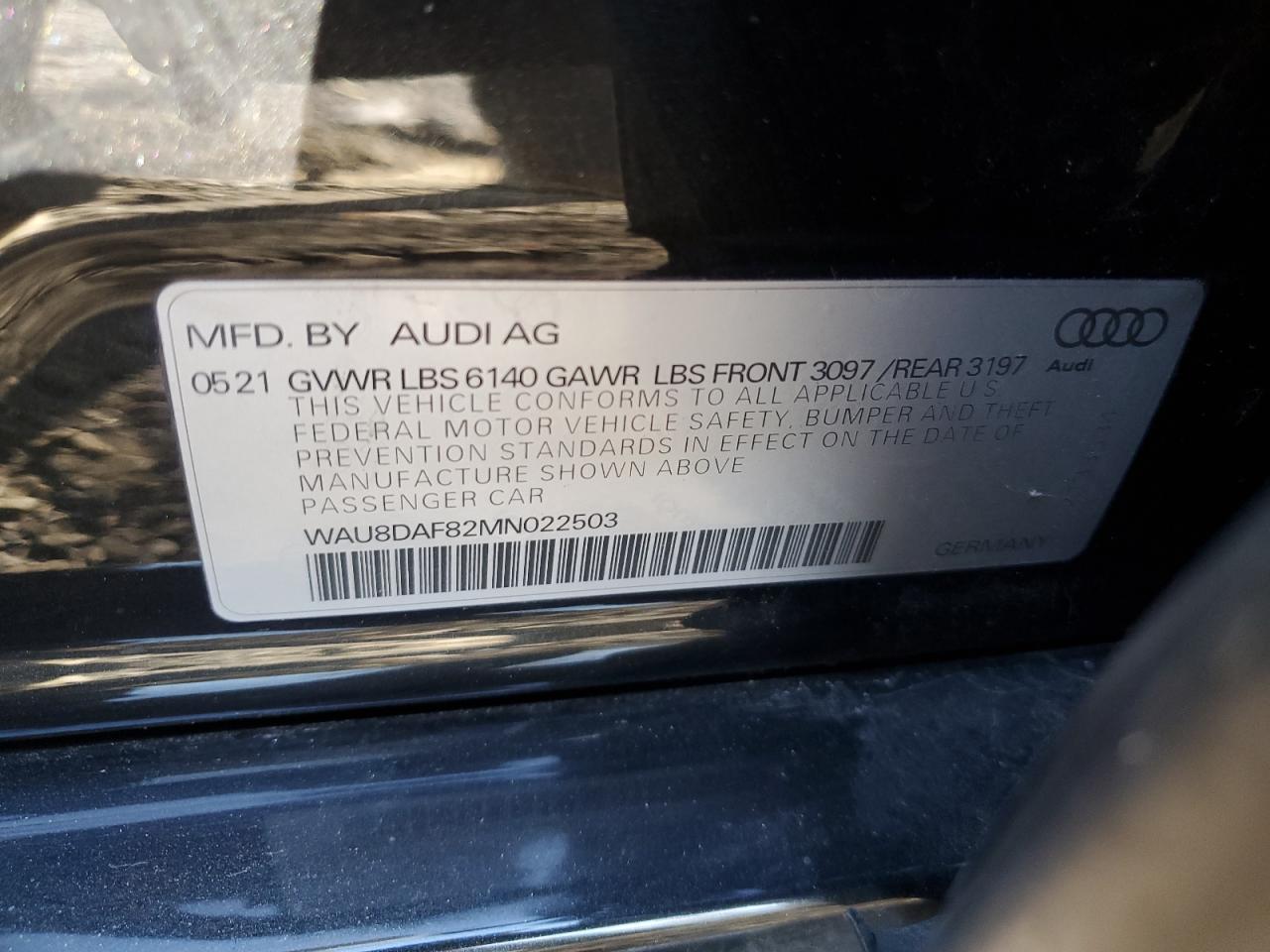 2021 Audi A8 VIN WAU8DAF82MN022503 Copart auction photo, front end damage thumbnail 14