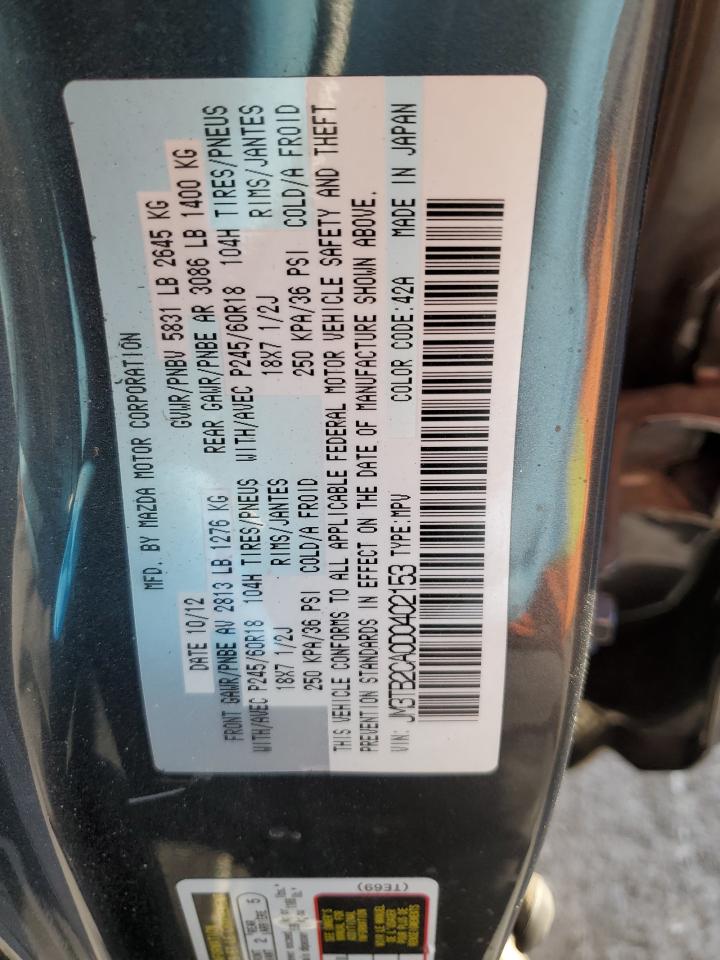 2013 Mazda CX-9 VIN JM3TB2CA0D0402153 Copart auction photo, front end / side damage thumbnail 15