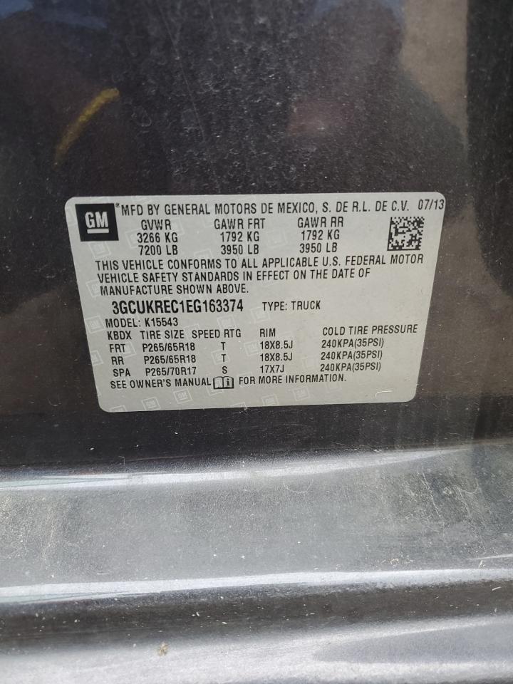 2014 Chevrolet Silverado VIN 3GCUKREC1EG163374 Copart auction photo, rear end damage thumbnail 14